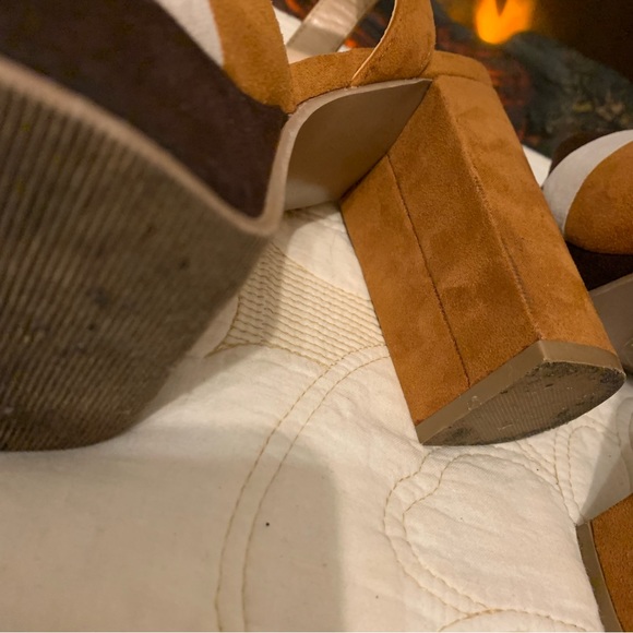 Platform faux suede neutral colour block shoes - Picture 8 of 12